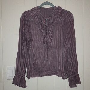 Lavender Fields Striped Ruffle Blouse